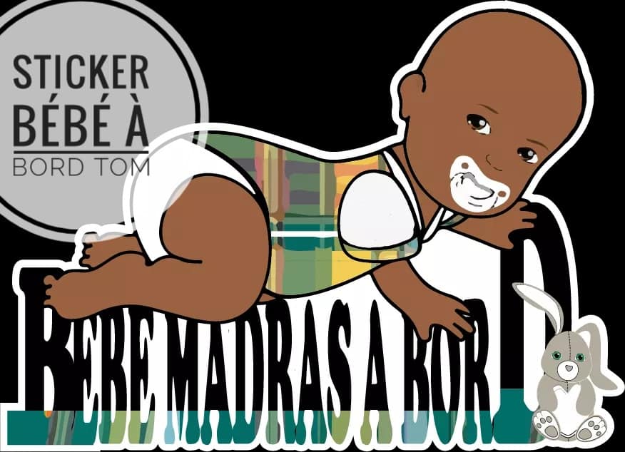 Sticker Voiture Tom Bebe Madras A Bord Madras Marron Et Vert Maracuja Creation Nous Vous Iles