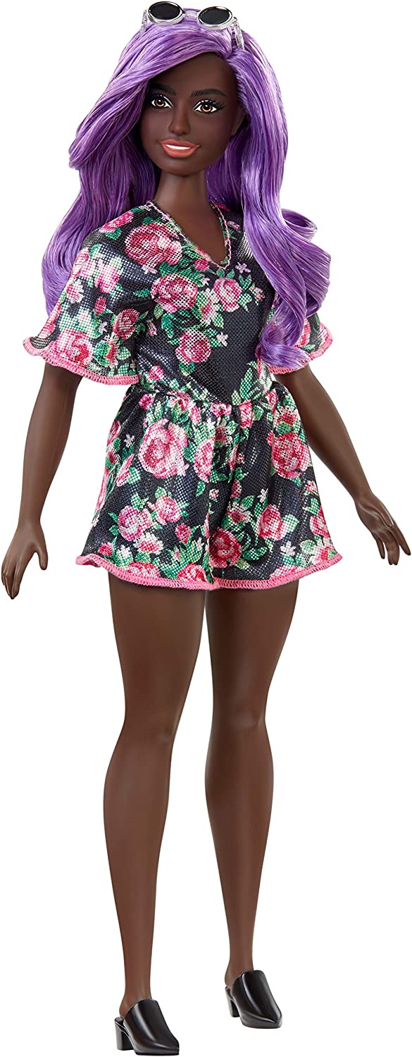 Poupée Barbie Fashionistas : Poupée noire avec robe colorée Mattel