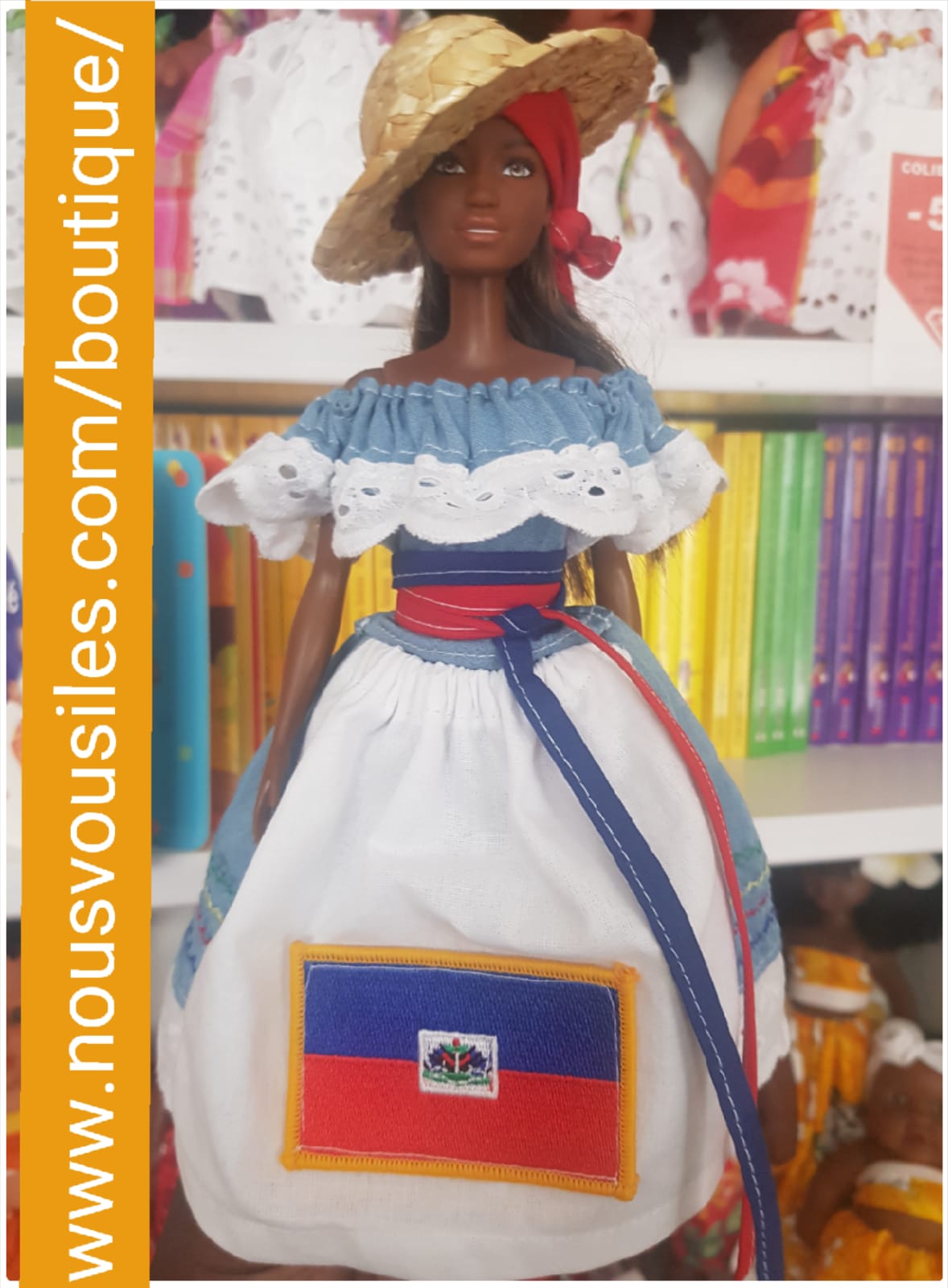 Poupée Barbie noire en robe Karabela Haiti collector